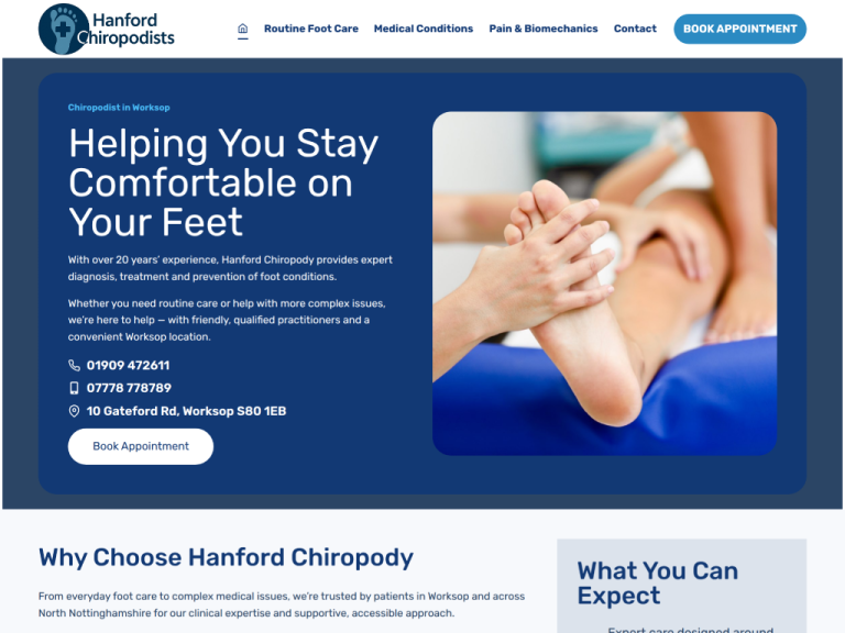 Hanford Chiropodists Website